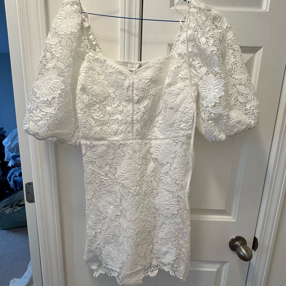 Lucy Paris White Floral Lace Mini Dress